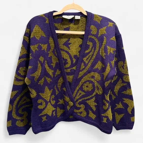 Vintage 90s Weathervane Baroque Knit Sweater M Fran Drescher Nanny - Picture 2 of 8